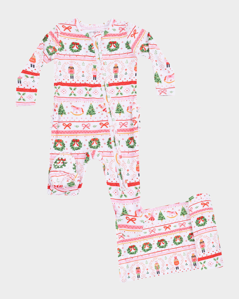 Girl's Sugar Plum Fairy Nutcracker 2-Way Zip Footie & Blanket Set, Size Newbor